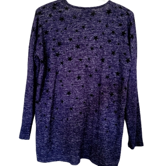 NWOT Bobeau Light cardigan star print, specked blue - Picture 4 of 6